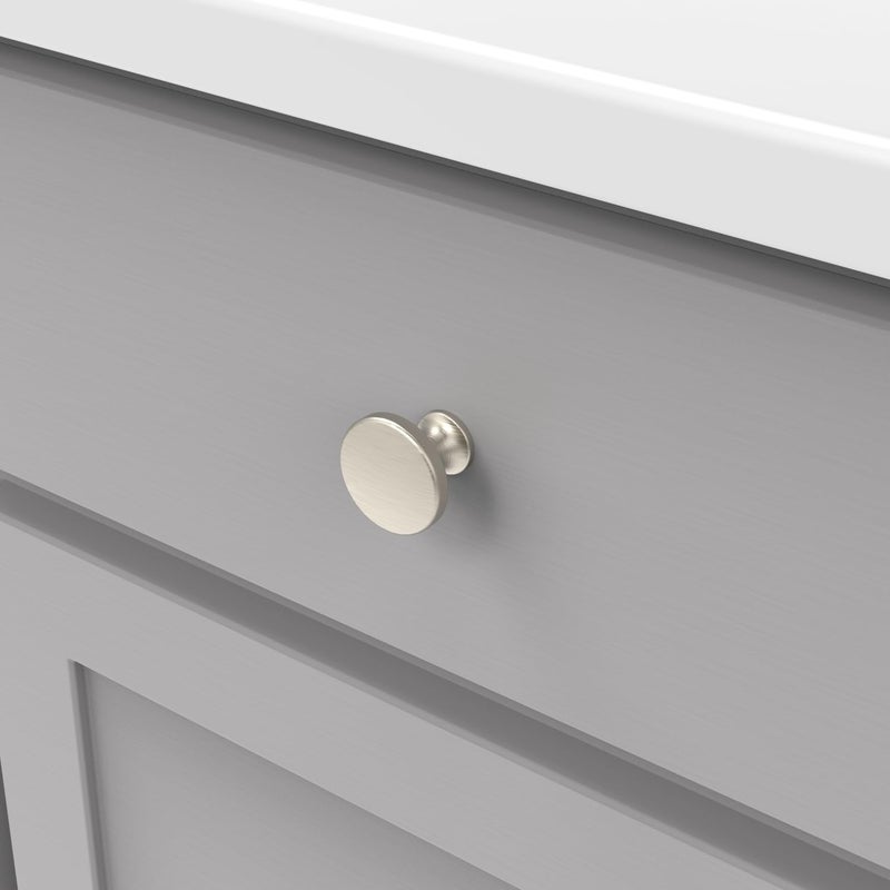 Hickory Hardware 1 Pack Solid Core Kitchen Cabinet Knobs  Luxury Cabinet and Dresser Knobs  Handle Pulls for Doors & Drawers  1-3/8 Inch  Satin Nickel  Forge Collection - Image 3